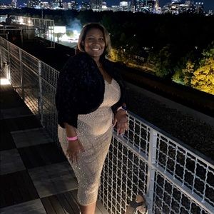 Gorgeous Party Dress: Beige Sequin Fitted Dress